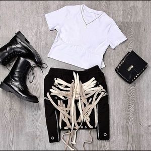 NWT Sexy Asymmetric Skirt High Waist Patchwork